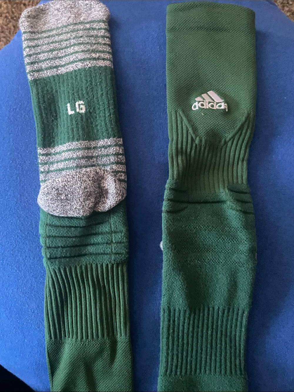 adidas Men’s Green large Athletic Crew Socks with Grey Accents